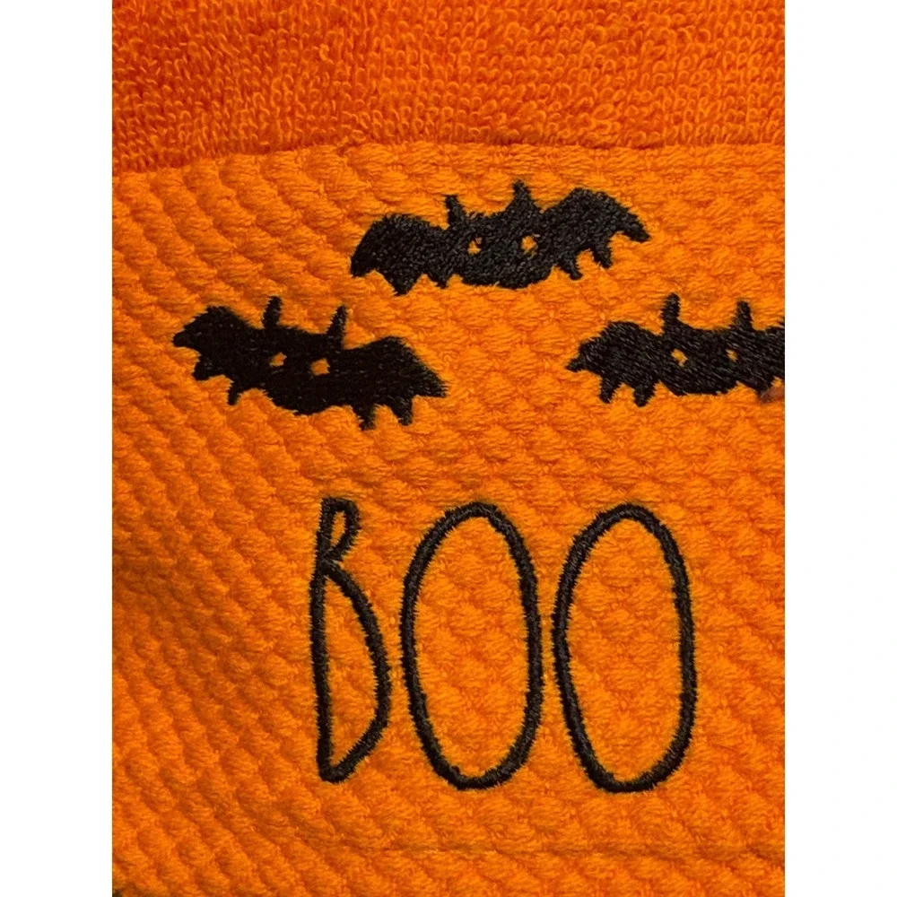 Rae Dunn Towels Kitchen Hand Set of 2 Orange Halloween Boo New